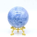 RALDMOV Natural Blue Calcite Ball Aquamarine Crystal Sphere Kyanite Crystal Carving for Decoration Specimen (900g)…
