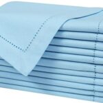 Cloth Napkins,Cotton Napkins,Dinner Napkins,Cloth Napkins Set of 12 Cotton,Napkins Cloth,Cloth Napkin Cotton,Hemstitched Wedding Napkins, Machine Washable Napkins 18×18 Airy Blue