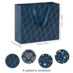 Deesoo Navy Gift Bags Navy Blue Gift Bags Blue kraft Paper Gift Bags with Handles 12 Pack 12.6″ X 4.5″ X 11″ Navy Blue Paper Bags for Business, Birthday, Wedding, Party Favors?Holiday Presents