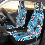 ZLOLO Seat Cover Car Seat Protector, Universal Blue Striped Zebra Front Seat Covers for SUV Truck Automotive Vehicle 2 Packs