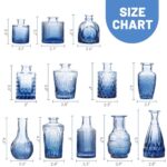 CEWOR 12pcs Blue Bud Vases for Flowers, Clear Glass Bud Vases in Bulk, Small Vases for Centerpieces, Mini Vintage Flower Vases for Rustic Wedding Home Table Party Decor