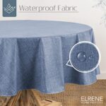 Elrene Home Fashions Monterey Linen Inspired Water- and Stain-Resistant Vinyl Tablecloth with Flannel Backing, 70 inches X 70 inches, Round, Blue