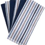 Premium Kitchen Towels (16”x 26”, 6 Pack) | Large Cotton Kitchen Hand Towels | Popcorn Striped Design | Dish Towels | 430 GSM Highly Absorbent Tea Towels Set with Hanging Loop | Blue