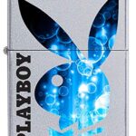 Zippo Playboy Rabbit Head Satin Chrome Pocket Lighter, Satin Chrome Blue Bunny Head (205-CI018325), One Size
