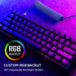 RK ROYAL KLUDGE RK61 60% Mechanical Keyboard with Coiled Cable, 2.4Ghz/Bluetooth/Wired, Wireless Bluetooth Mini Keyboard 61 Keys, RGB Hot Swappable Blue Switch Gaming Keyboard with Software – Black