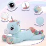 MaoGoLan 43″ Big Unicorn Stuffed Animal, Giant Animal Plush Pillow Full of 5.4 Pounds of Cotton Large Unicorn Body Hugging Pillow for Girls Boys, Gift for Christmas Birthday Valentine’s Day Blue