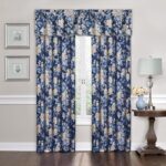 Waverly Traditions Forever Yours Floral Scalloped Rod Pocket Valance for Windows in Bedroom, Kitchen, or Living Room, 52″ x 16″, Indigo