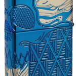 Zippo Armor High Polish Blue Skull Design Pocket Lighter