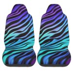 LZQPOEAS Purple Blue Green Camouflage Zebra Stripes Print Car Seat Covers Set 2 Pieces Universal Seat Covers for Cars Front Seats Protector Elastic Bucket Auto Seat Cushion Covers Car Interior Covers