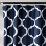 Lush Decor Navy Bathroom Shower Curtain with Bold Trellis Print on Soft Fabric, Washable and Durable, 72″ x 72″