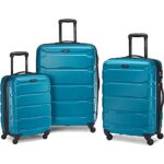 Samsonite 68311-2479 Omni Hardside Luggage Nested Spinner Set 20 Inch, 24 Inch, 28 Inch – Caribbean Blue Bundle w/Deco Gear Luggage Accessory Kit (10 Item)
