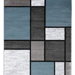 Rugshop Contemporary Modern Boxes Area Rug 7′ 10″ X 10′ 2″ Blue/Gray