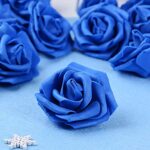 IPOPU Artificial Flowers Roses Heads, 100 Pcs Faux Flowers Real Looking Blue Foam Fake Roses Perfect for DIY Crafts Wedding Bouquets Arrangements Party Home Decorations (Royal Blue)