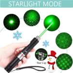 IVVTRYI Long Range High Power Tactical Green Beam Flashlight Laser Pointer rechargeableUSB Laser Pointer Cat Toys with Star Cap Adjustable Focus for Teaching Outdoor Hunting