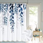 BOODII Blue Eucalyptus Shower Curtain for Bathroom Floral Watercolor Leaves on The Top Botanical Nature Fabric Bath Curtain Country Plant Cloth Bathroom Decor 72×72