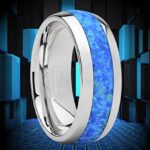 Metal Masters Co. Tungsten Carbide Wedding Band Dome Ring with Blue Green Simulated Opal Inlay 8mm 7