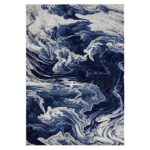 LUXE WEAVERS Marble Collection 492 Blue 9×12 Abstract Marble Waves Area Rug