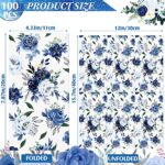 100 Pack Navy Blue Floral Napkins Disposable Hand Towels, Disposable Paper Guest Napkins Decorative Paper Towels for Bathroom Wedding Birthday Baby Shower