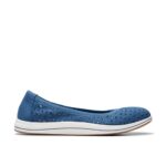 Clarks Women’s Breeze Roam Ballet Flat, Blue Textile, 9