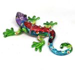 ZOOCRAFT Glass Blue Gecko Figurine Miniature Hand Blown Lampwork Lizard Statue Gift Decor, 2.0 x 3.6 x 0.7 inches