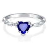 Yaresul 1.25ct Blue Heart Ring Sterling Silver Blue Sapphire Ring for Womens Sapphire Engagement Ring Promise Ring September Birthstone Jewelry Valentine’s Day Gifts Size 7