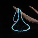 COLORFUL BLING 8MM Natural Wood Bead Necklace Africa Wooden Chain Statement Unisex Chunky Strand Necklaces Hip Hop Jewelry (light blue)