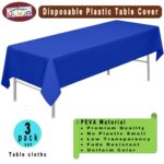 PARTY ULYJA Royal Blue Tablecloths Plastic 3-Pack Premium 54 Inches x 108 Inches Disposable Table Covers Decorative Table Cloths for Rectangle Tables