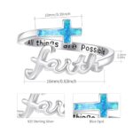 Opal Faith Cross Ring, Sterling Silver Adjustable Religious Christian Inspiring Faith Rings for Women Girls Daughter (Blue Opal Faith Cross Ring)
