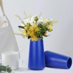 Ceramic Vase – Flower Vase Minimalism Style for Modern Table Shelf Home Decor, Fit for Fireplace Bedroom Kitchen Living Room Centerpieces Office Desk(Solid Blue, Small)