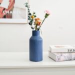 Hanaomaoyi Blue Ceramic Flower Vase?Pampas Grass Small Vase for Decor, Dining Table, Shelf Decor, Desk, Entry Decor and Centerpieces, Minimalist Modern, Bohemian (8 in)