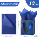 Tenare 12 Pcs Mother’s Day Small Gift Bags, Mini Metallic Paper Bags with Handle Tag and Tissue, Wrap Bag for Baby Shower Birthday Party Wedding(Blue, 4 x 2.75 x 4.5 Inch)