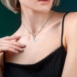 Blue Teardrop Pendant Necklace with Silver Plated Chain Beautiful Aquamarine Necklace for Women Trendy