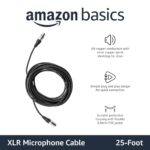 Amazon Basics XLR Microphone Cable for Speaker or PA System, All Copper Conductors, 6MM PVC Jacket, 25 Foot, Black