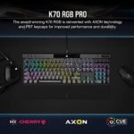 Corsair K70 RGB PRO Wired Mechanical Gaming Keyboard (CHERRY MX RGB Blue Switches: Tactile and Clicky, 8,000Hz Hyper-Polling, PBT DOUBLE-SHOT PRO Keycaps, Soft-Touch Palm Rest) QWERTY, NA – Black