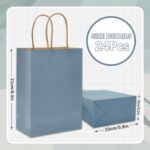 Whaline 24Pcs Dusty Blue Kraft Paper Bags Calming Blue Gift Bags with Handles Candy Goodie Treat Bags Grocery Shopping Bags for DIY Crafts Baby Shower Birthday Wedding Party Supplies, 5.9×3.1×8.3inch
