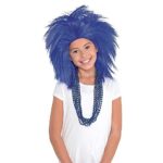 Amscan Unisex Children Modern Crazy Wig Costume – One Size, Blue, 1 Pc, Blue