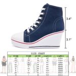Womens Lace Up Heel Sneakers, Platform Wedge Sneakers Ankle Booties with Zipper Casual Canvas Fashion Sneaker for Girls Blue