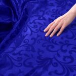 Manyshofu Jacquard Satin Fabric by The Yard – 60 Inch Wide, Shiny Brocade Royal Blue Fabric Smooth & Floral Damask Fabric for DIY Decorations, Craft, Wedding Dress, Costumes, Fashion, Sewing(1 Yard)
