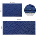 hicorfe Kitchen Rugs and Mats Sets,2 Pieces Super Absorbent Polypropylene Non-Slip Rug,Soft Comfort Floor Mat,Washable for Kitchen,Hallway,Office,Sink,Laundry(20″ x 31.5″+20″ x 48″,Navy Blue)