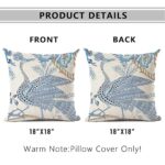 Chinese style blue and white porcelain peacock Pillow Covers Decorative Couch Pillow Cases Set of 2 Throw Pillows Decor For Living Room Bed Couch Sofa Porch(18×18,blue and white porcelain decoration)
