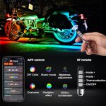 DITRIO 8pcs Underglow LED Strip Light Kit with APP Control, Dual Zone, Brake Turn Signal, 12V Waterproof Pixelglow Effects for Motorcycles, Trikes, Golf Carts, ATVs, UTVs – M8AP