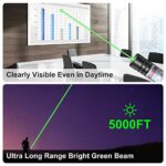 DCLIKRE Green Laser Pointer High Power, USB Rechargeable Strong Green Lights Laser Pen with Star Cap, Long Range Lazer Beams Pointer for Sandtable Presentations Astronomy Outdoor Hiking Camping Toy