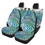 FUIALDOLG Zebra Print On Blue Painting 4 pcs Car Seat Covers Universal Fit for Most Cars,SUV,Sedans and Pick-up Trucks,Automotive Vehicle Cushion Cover