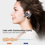 emotal Dual-Mic AI Noise Cancelling Bluetooth Headset for Cell Phones, 10 Days Standby 30Hrs HD Talktime Bluetooth Earpiece IPX6 Waterproof Ultralight for Driving/Truckers/Business, Black
