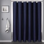 YellyHommy Blue Fabric Shower Curtain for Bathroom Hotel Luxury Cloth Shower Curtains with 12 Plastic Hooks 72×72 Inch Waffle Weave Heavy Duty