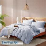 Nestl Ice Blue Duvet Cover Queen Size – Soft Double Brushed Queen Duvet Cover Set, 3 Piece, with Button Closure, 1 Duvet Cover 90×90 inches and 2 Pillow Shams
