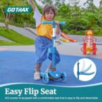 Gotrax KS3 Kids Kick Scooter, LED Lighted Wheels, Adjustable Height Handlebars and Removable Seat, Lean-to-Steer & Widen Anti-Slip Deck, 3 Wheel Scooter for Kids Ages 2-8 and up to 100 Lbs (Blue)