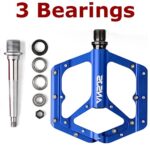 ANSJS Mountain Bike Pedals MTB Pedals Bicycle Flat Pedals Aluminum 9/16″ Sealed Bearing Lightweight Platform for Road Mountain BMX MTB Bike (A017 Blue)