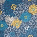 Nourison Passion Blue 8′ x 10′ Area-Rug, Floral, Farmhouse, Easy-Cleaning, Non Shedding, Bed Room, Living Room, Dining Room, Kitchen (8×10)