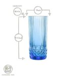 Bormioli Rocco America ’20s Set Of 6 Cooler Glasses, 16.5 Oz. Colored Crystal Glass, Sapphire Blue, Made in Italy.